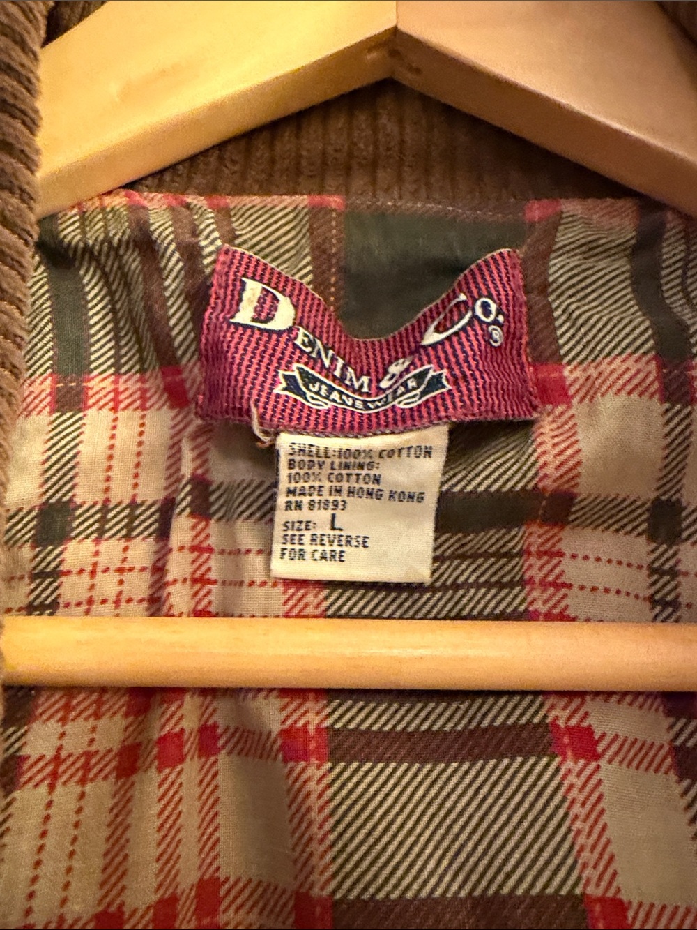 Denim&Co Khaki Field Jacket with Brown Corduroy Collar - Picture 5 of 7
